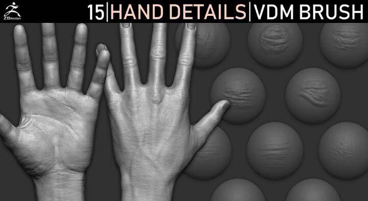 材质纹理：15组Zbrush手部皮肤细节雕刻笔刷 Gumroad - Hand Details VDM Brush 免费下载 - R站|学习使我快乐！ - 1