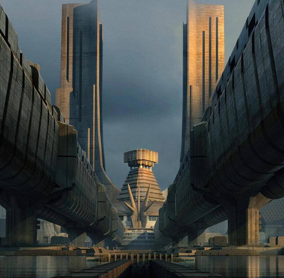 3d模型银翼杀手大佬创作的现代科幻城市建筑场景包kitbash3dbrutalist