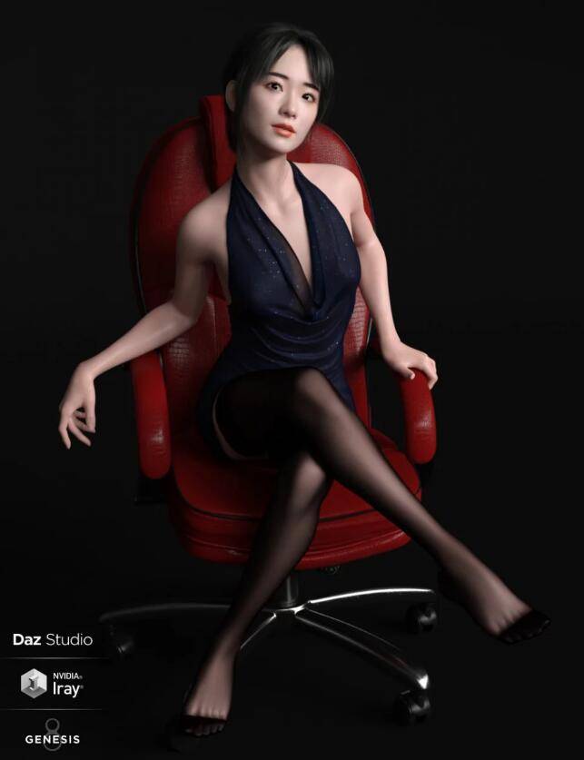 【Daz模型】DazStudio 高品质亚洲时尚女性角色模型包 Xu Character And Hair for Genesis 8 Female (含角色、发型) - R站|学习使我快乐！ - 1