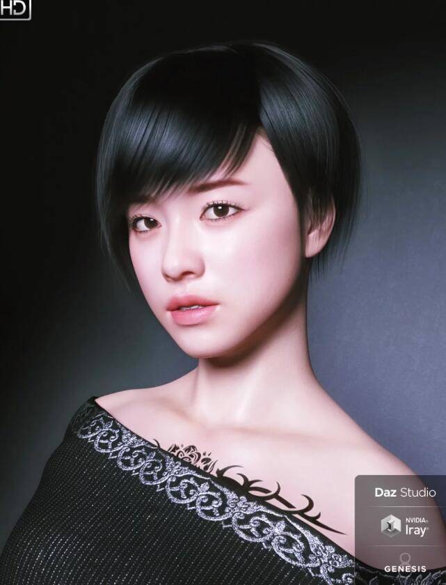 【Daz模型】DazStudio 高品质亚洲时尚女性角色模型包 Saya HD Character And Hair for Genesis 8 Female (含角色、头发) - R站|学习使我快乐！ - 1